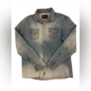 Ring of Fire Denim Pearl Snap Shirt, XL